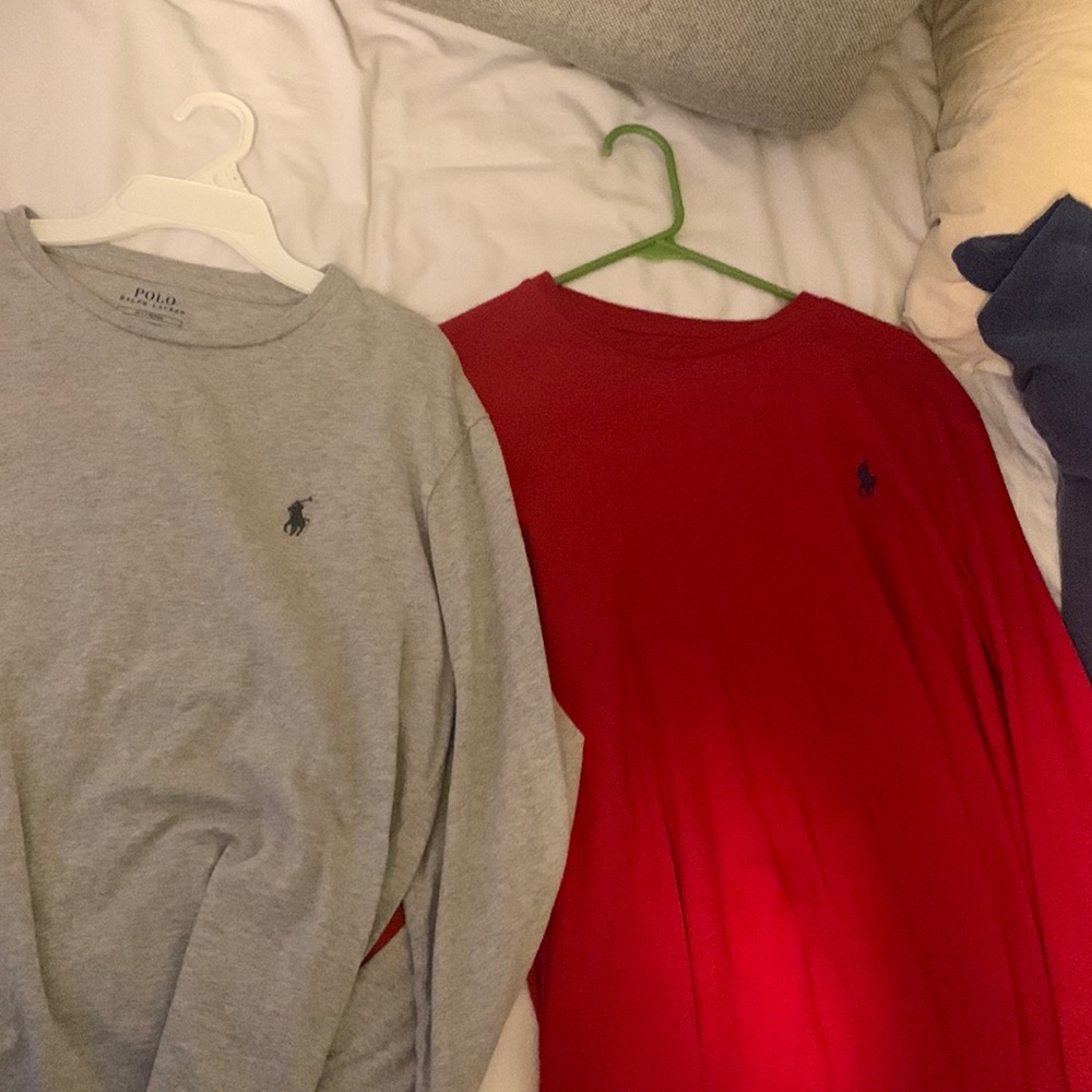 Two polo long sleeve shirts fits good